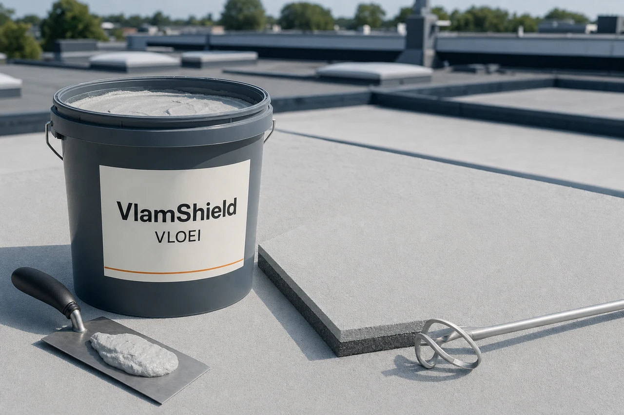 VlamShield VLOEI: Mineral layer applied on site to the membrane